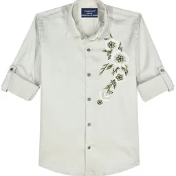 CHARCHIT Boys Comfort Regular Fit Floral Printed Spread Collar Cotton Casual Shirt image 2