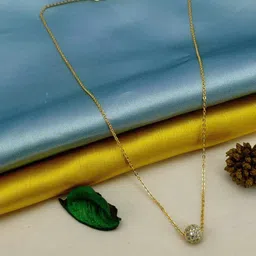 DHARM JEWELS Gold-Plated American Diamond Studded Ball Pendant With Chain-picture-26