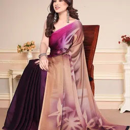 MAGNEITTA Ombre Dyed Pure Chiffon Saree image 2