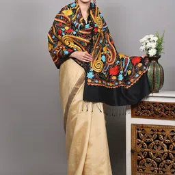 Exotic India Paisley Embroidered Thread Work Art Silk Dupatta-picture-28
