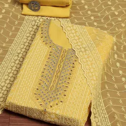 Biba Embroidered Unstitched Dress Material image 4