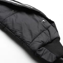 Monte Carlo Horizontally Striped Mock Collar Bomber-Style Crop Padded Jacket image 2