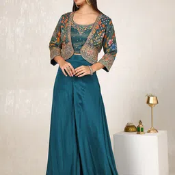 Soch Embroidered Top & Trousers With Shrug-image-64