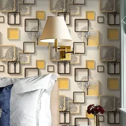 Aura Grey & Cream-Colored Printed Self Adhesive Wall Sticker image 4