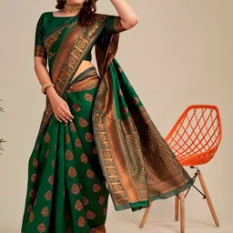 Vastravatika Ethnic Motifs Woven Design Zari Kanjeevaram Saree image 3