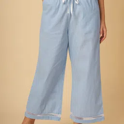 Chemistry Lace Insert Pure Cotton Wide Leg Cropped Lounge Pants-image-24