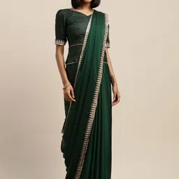 KALINI Green Solid Poly Chiffon Saree-picture-27