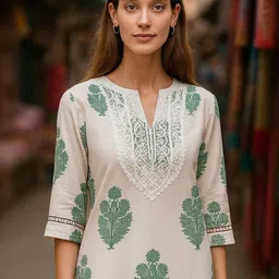 JANOI Women Ethnic Motifs Printed Regular Kurta with Trousers image 4