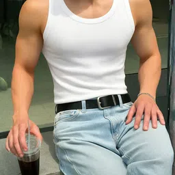 ROCKWELL Ribbed Cotton Breathable Active Fit Innerwear Gym Vests image 3