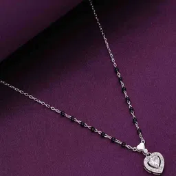 KAI JEWEL 92.5 Silver Rhodium-Plated Zircon Studded & Beaded Mangalsutra-picture-18