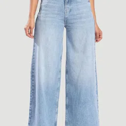 Roadster Women Blue Washed Light Fade High-Rise Wide Leg Denim Jeans-image-52