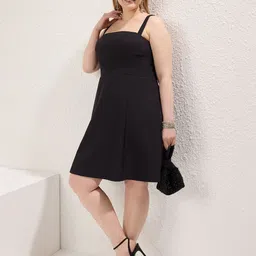 Trendyol Women Shoulder Straps Plus Size Fit & Flare Knee Length Dress-picture-23