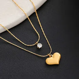 Designs & You Gold-Plated Stainless Steel Heart Shaped Pendant With Chain image 4