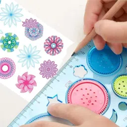 o'kiddi Spirograph Geometric Ruler Spirograph Geometric Ruler With 1 Unicorn Pen For Students Drawing| Geometry Stencil image 2