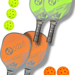 bsm Combo Of 2 Green&Orange Pickleball Paddle Pickle Ball Racquet Wood Bat Pickleball Paddle-picture-43