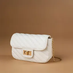 lino perros White Women Sling Bag Women's White Mini Quilted Sling-picture-29