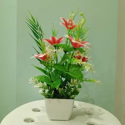 decogreen GOOD LILY R SQ POT GRASS H, Office Real Touch Flower Living Room Premium Design Bonsai Artificial Plantwith Pot image 2