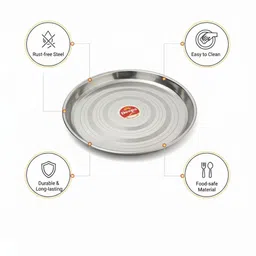 rjn Pack of 2 Stainless Steel Classic Shine Stainless Steel Thali Dinner Set image 3