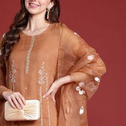 Anouk Women Floral Embroidered Regular Thread Work Kurta with Trousers & Dupatta-picture-4