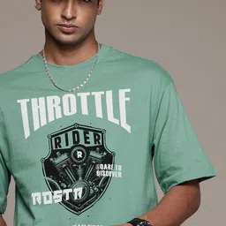 The Roadster Life Co. Pure Cotton Typography Printed Drop-Shoulder Sleeves Relaxed T-shirt-picture-35