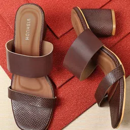 Vishudh Women Textured Block Sandals-image-0