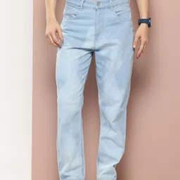 Harvard Men Relaxed Fit Mildly Distressed Light Fade Stretchable Jeans image 1