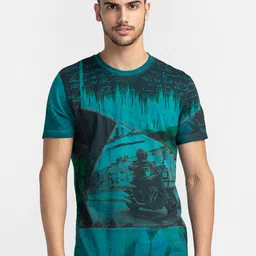 Being Human Men Green Printed Pockets T-shirt-image-5