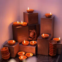 ellementry Set Of 24 Brown Handmade Terracotta Diyas-picture-23