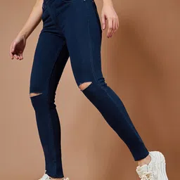 Roadster Women Skinny Fit High Rise Knee Slit Denim Stretchable Jeans-picture-14