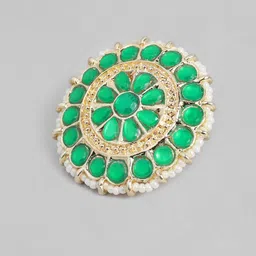 Peora Green Kundan Stone Studded Gold-Plated Traditional Jewellery Set image 5