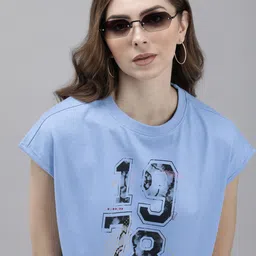 Roadster Women Typography Printed Extended Sleeves Boxy T-shirt-picture-35