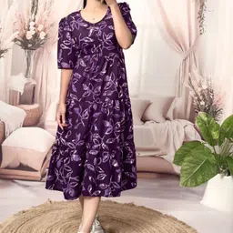 BAESD Women Floral Print Fit & Flare Maxi Dress-image-58