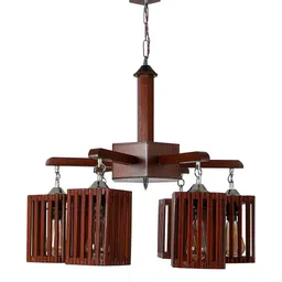 Deco Home Brown Wood Ceiling Lamp image 3