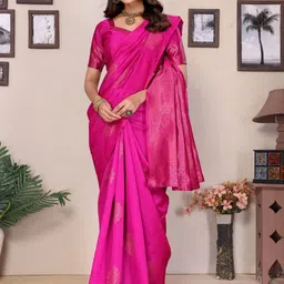 Snofi Creation Woven Design Zari Pure Silk Handloom Banarasi Saree image 4