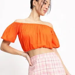 DressBerry Sunset Siren Pleated Blouson Crop Top image 2