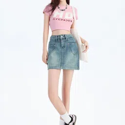 StyleCast Women Solid Straight Cotton Mini Skirt-image-91