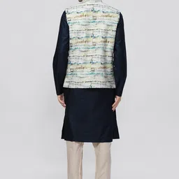 Ethnix by Raymond Printed Mandarin Collar Neck Woven Nehru Jackets image 5