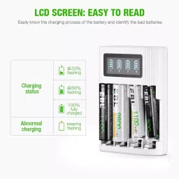 EBL AA and AAA Battery Charger 9x6.8x2.5 cm LCD Display 4 Hours Full Battery Charge Capacity image 2