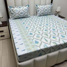 Pure Decor Royal Passion Grey Printed Pure Cotton 380TC Queen Bedsheet Set-2.28 m x 2.54 m-image-30