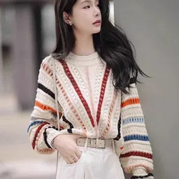 all about you Chevron Self Design Relaxed Fit Sweater-picture-17