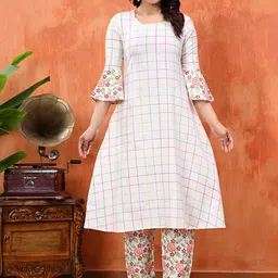Billion Women Regular Thread Work Pure Cotton Kurta with Trousers-image-65