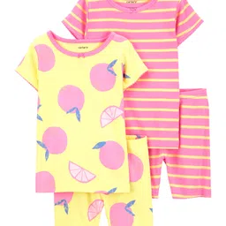 Carter's 4-Piece Fruit 100% Snug Fit Cotton PJs - Yellow Pink-image-89
