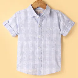 JASH KIDS Cotton Woven Half Sleeves Shirt With Checks -Light Blue-image-68