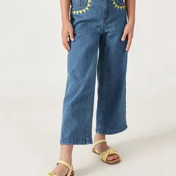 One Friday 100% Cotton Hearts Embroidered Jeans - Blue image 1