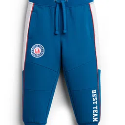 Babyhug Terry Knit Full Length Lounge Pant With Text Print - Blue-picture-23