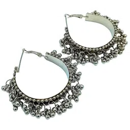 Yash Jewels Emporiums Silver Plated Ghungroon Oxidised Contemporary Hoop Earrings-image-41