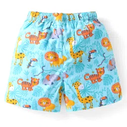 Babyhug Poplin Woven Boxers with Animal Print Pack of 3 - Blue image 3