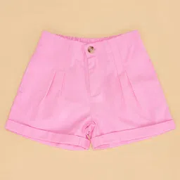 Pantaloons Junior 100% Cotton Woven Solid Shorts - Pink image 4