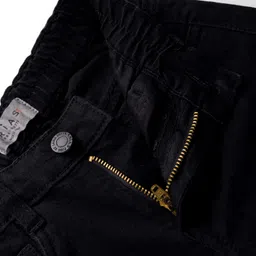 arias by lara dutta Arias Cotton Elastane Woven Full Length Straight Fit Solid Color Jeans - Black image 3