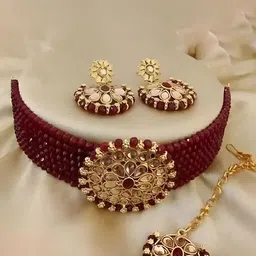 JMBW INTERNATIONAL Set Of 2 Gold Plated Stone Studded & Beaded Jewellery Sets-picture-22
